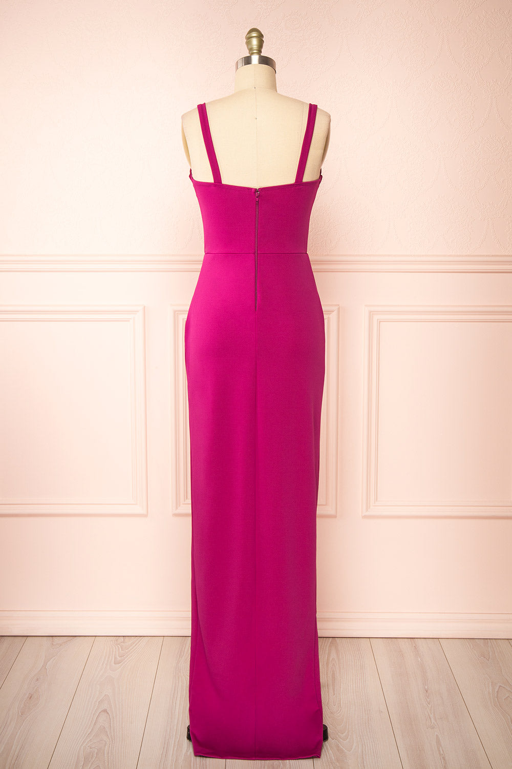 Pink fitted maxi dress best sale