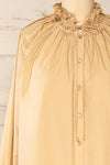 Babimost Beige Shirt w/ Ruffled Collar | La petite garçonne front close-up