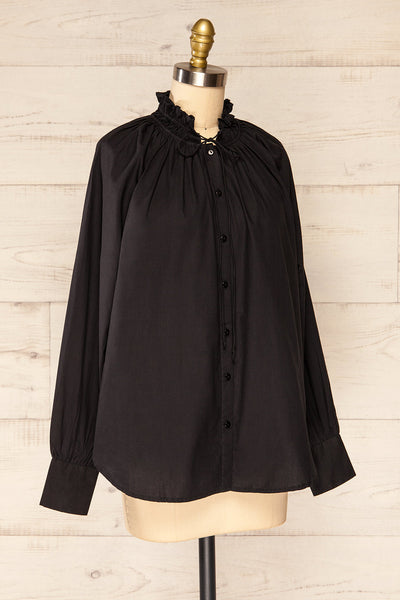 Babimost Black Shirt w/ Ruffled Collar | La petite garçonne side view