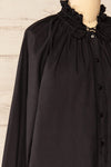 Babimost Black Shirt w/ Ruffled Collar | La petite garçonne side close-up
