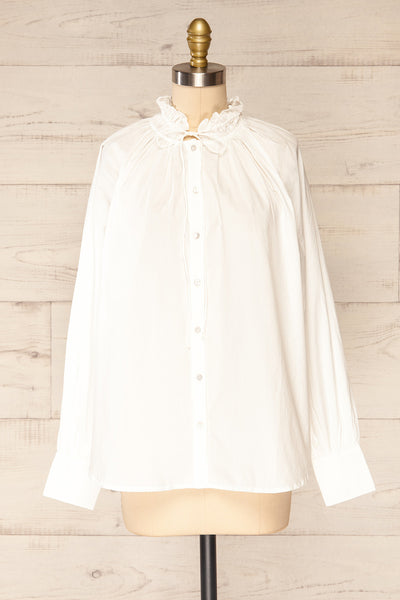 Babimost White Shirt w/ Ruffled Collar | La petite garçonne front view