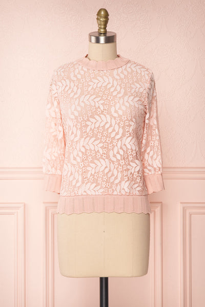 Badegul Pink Lace 3/4 Sleeved Light Sweater | Boutique 1861