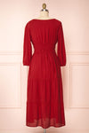 Badira Red Tiered Midi Dress w/ Square Neckline | Boutique 1861 back view