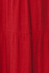 Badira Red Tiered Midi Dress w/ Square Neckline | Boutique 1861 fabric