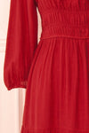Badira Red Tiered Midi Dress w/ Square Neckline | Boutique 1861 sleeve