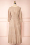 Badira Taupe Tiered Midi Dress w/ Square Neckline | Boutique 1861 back view