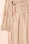 Badira Taupe Tiered Midi Dress w/ Square Neckline | Boutique 1861 sleeve