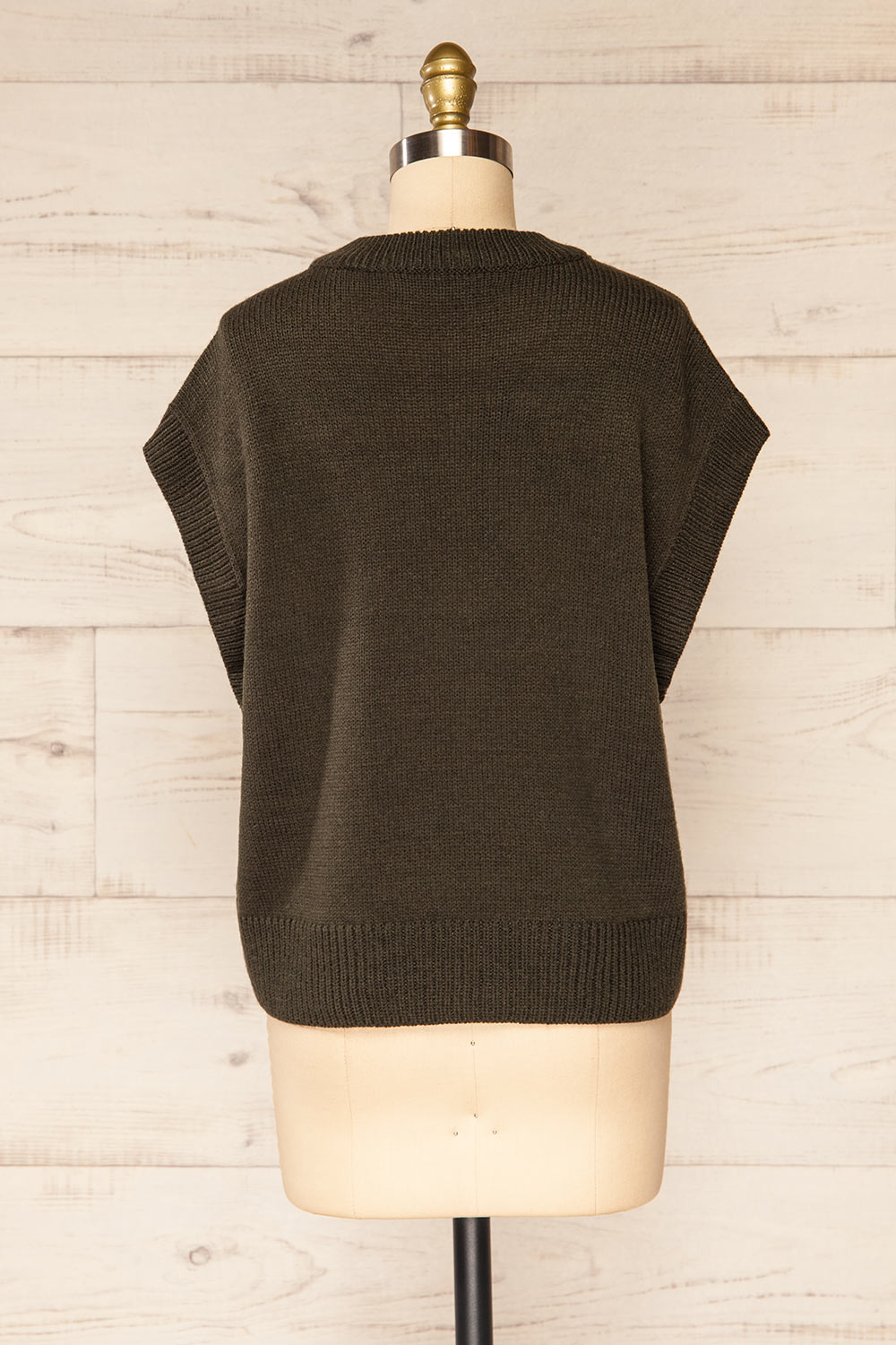 Baek Green Sleeveless Knit Vest | La petite garçonne back view