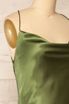 Baleares Cowl Neck Satin Midi Dress | La petite garçonne  side close-up