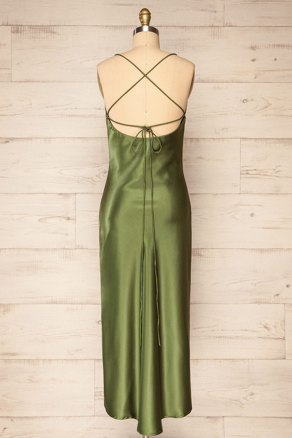 Baleares Cowl Neck Satin Midi Dress | La petite garçonne back view