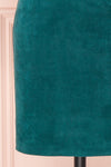 Balkees Green Velvet Off-Shoulder Short Dress | Boutique 1861 bottom close-up