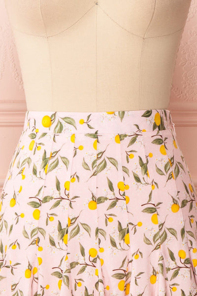 Balsadiero Pink Lemon Print Frills Short Skirt front close up | Boutique 1861