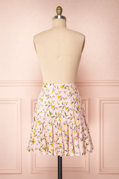 Balsadiero Pink Lemon Print Frills Short Skirt back view | Boutique 1861