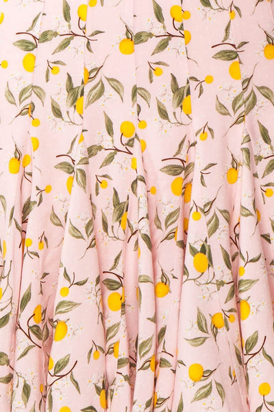 Balsadiero Pink Lemon Print Frills Short Skirt fabric | Boutique 1861