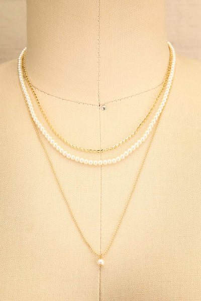 Gold deals Brass and Pearl layered chain statement necklace - She Rides Again III