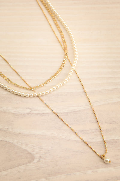 Bao Gold 3-in-1 Layered Chain Necklace w/ Pearls | La petite garçonne flat view
