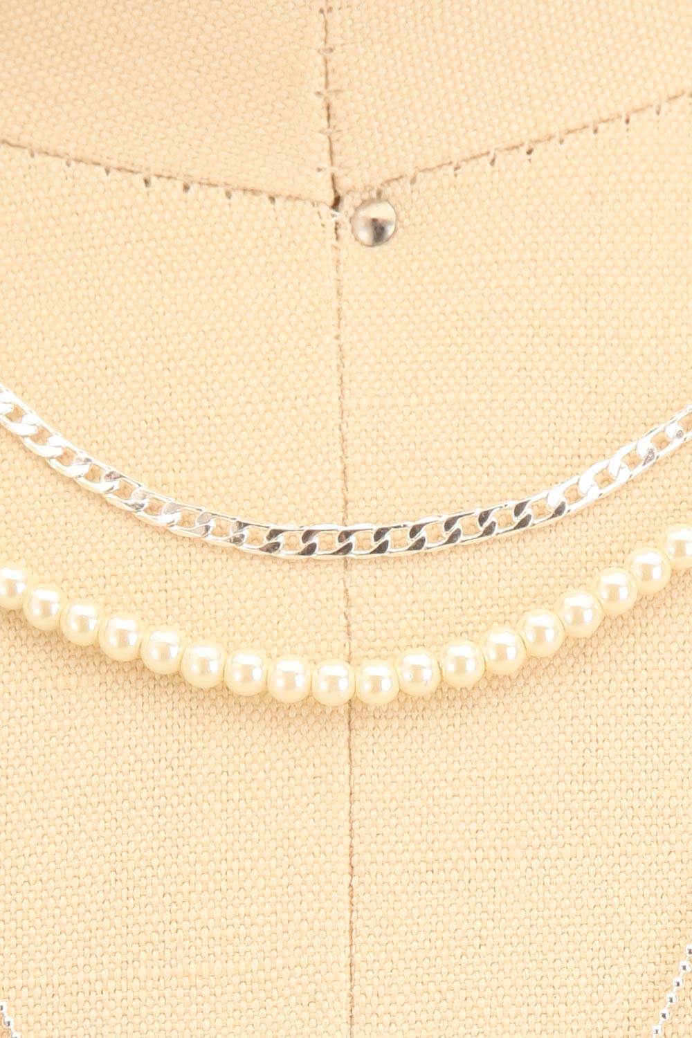 Bao Silver 3-in-1 Layered Chain Necklace w/ Pearls | La petite garçonne close-up