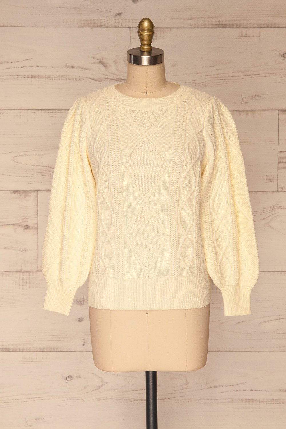 Barb Ivory Braided Knit Sweater | La petite garçonne front view 