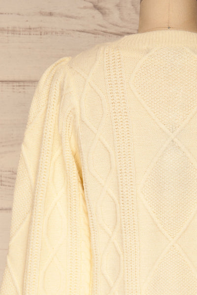 Barb Ivory Braided Knit Sweater | La petite garçonne back close-up