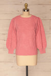 Barb Pink Braided Knit Sweater | La petite garçonne front
