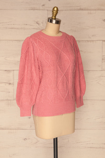 Barb Pink Braided Knit Sweater | La petite garçonne side view