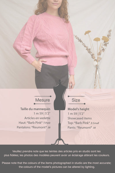 Barb Pink Braided Knit Sweater | La petite garçonne fiche