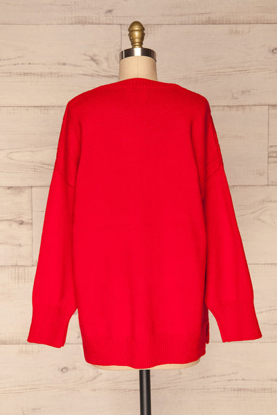 Amadora Red Oversized Knit Sweater back view | La Petite Garçonne