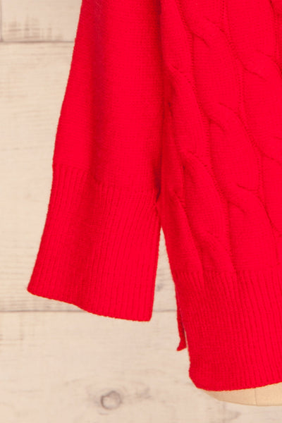 Amadora Red Oversized Knit Sweater sleeve close up | La Petite Garçonne