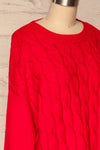 Amadora Red Oversized Knit Sweater side close up | La Petite Garçonne