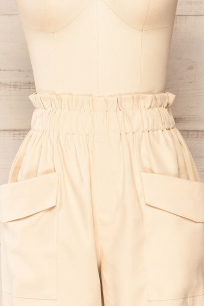 Barraga High-Waisted Paper Bag Pants | La petite garçonne front close-up