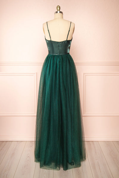 Barraganetal Green Maxi A-Line Tulle Dress | Boutique 1861 back view