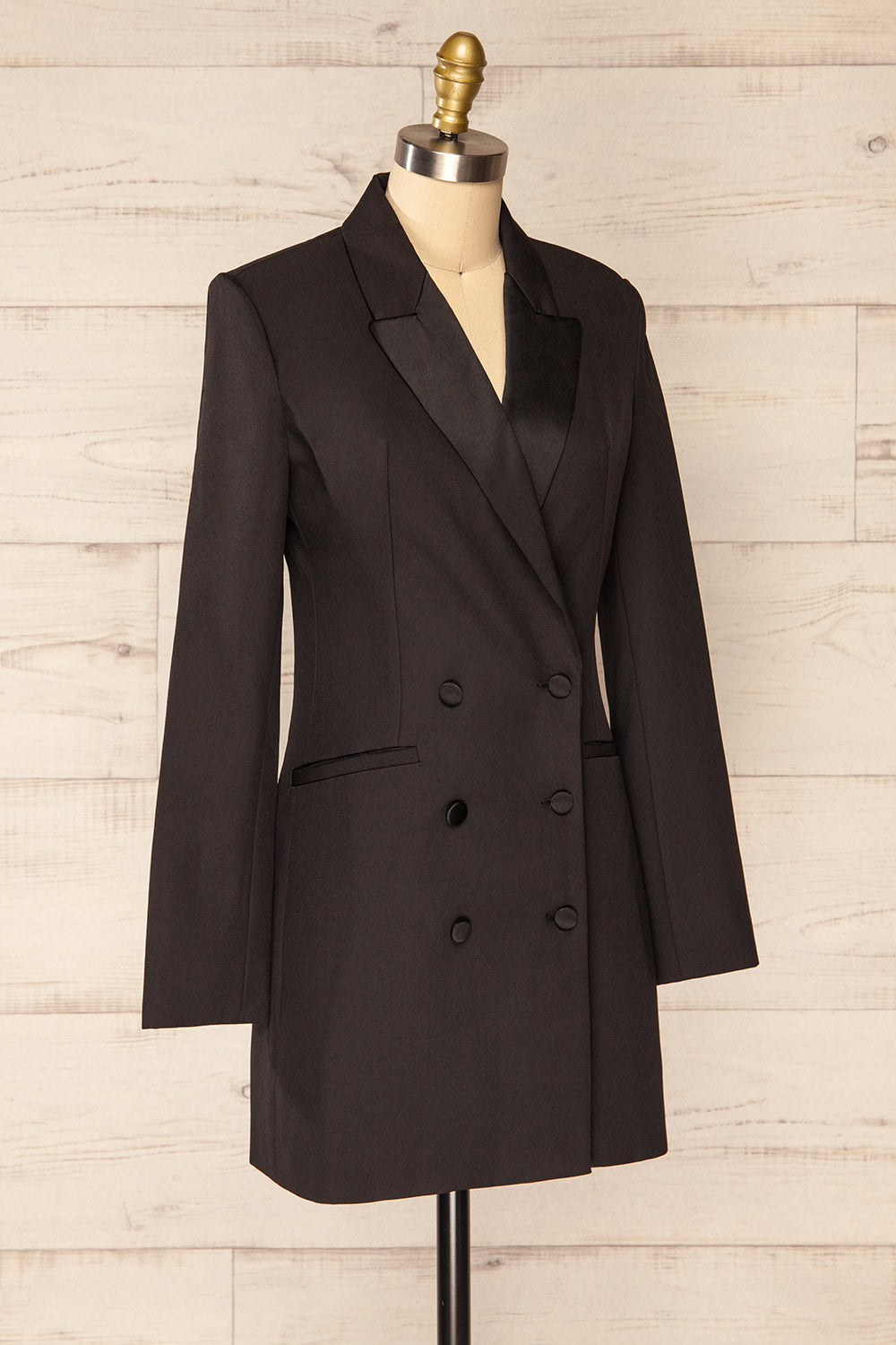 Barrameda Black Buttoned Blazer Dress | La petite garçonne side view 