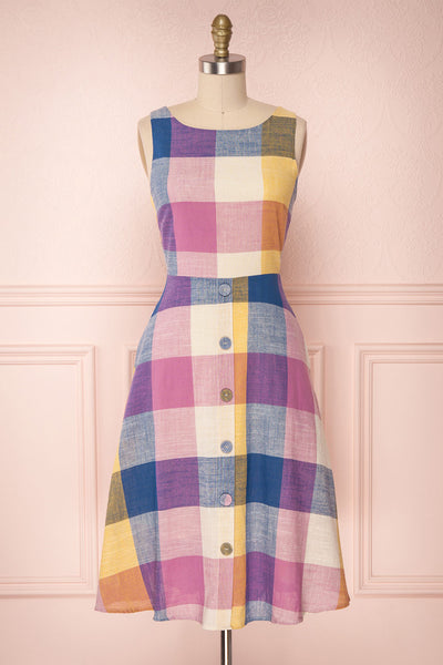 Barranca Colourful Checkered Button-Down A-Line Dress | Boutique 1861