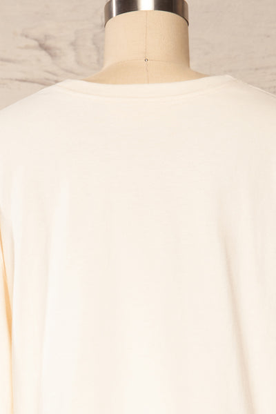 Bart Cream Cropped Round Neck T-Shirt | La petite garçonne back close up