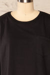 Bart Black Cropped Round Neck T-Shirt | La petite garçonne front close up