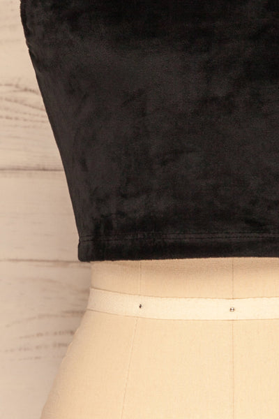 Baryssaw Black Velvet Cropped Camisole | La Petite Garçonne bottom close-up