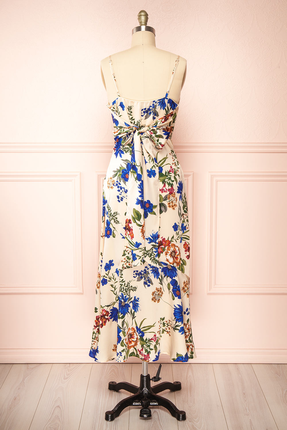 Basha V-Neck Floral Slip Dress w/ Slit | Boutique 1861 back view