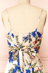 Basha V-Neck Floral Slip Dress w/ Slit | Boutique 1861 back close-up