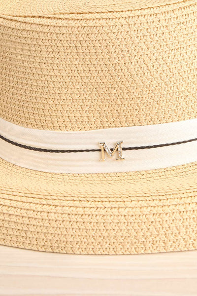 Basildon Beige Wide Brimmed Straw Hat side close-up | La Petite Garçonne