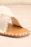 Basingstoke Beige Woven Slip-On Sandals | La petite garçonne front close-up