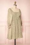 Bastet Green Floral Half Sleeve Short Dress | Boutique 1861 side view