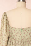 Bastet Green Floral Half Sleeve Short Dress | Boutique 1861 back close up