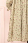 Bastet Green Floral Half Sleeve Short Dress | Boutique 1861 bottom
