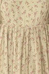 Bastet Green Floral Half Sleeve Short Dress | Boutique 1861 fabric