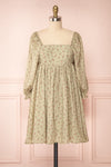 Bastet Green Floral Half Sleeve Short Dress | Boutique 1861
