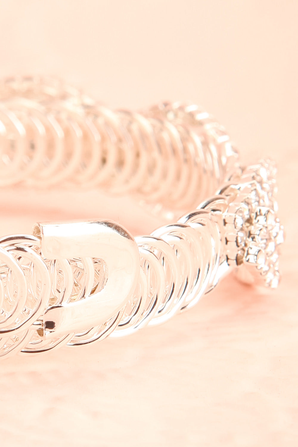 Baucis Argent Crystal Studded Silver Bangle Bracelet back close-up | Boutique 1861
