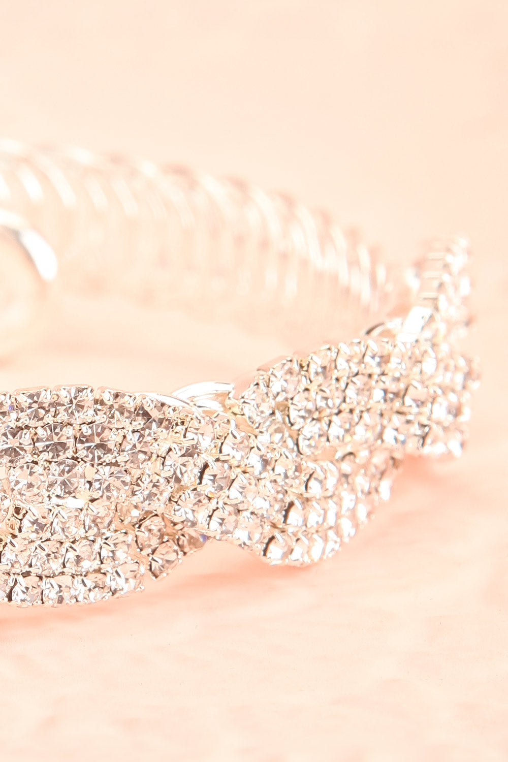 Baucis Argent Crystal Studded Silver Bangle Bracelet front close-up | Boutique 1861