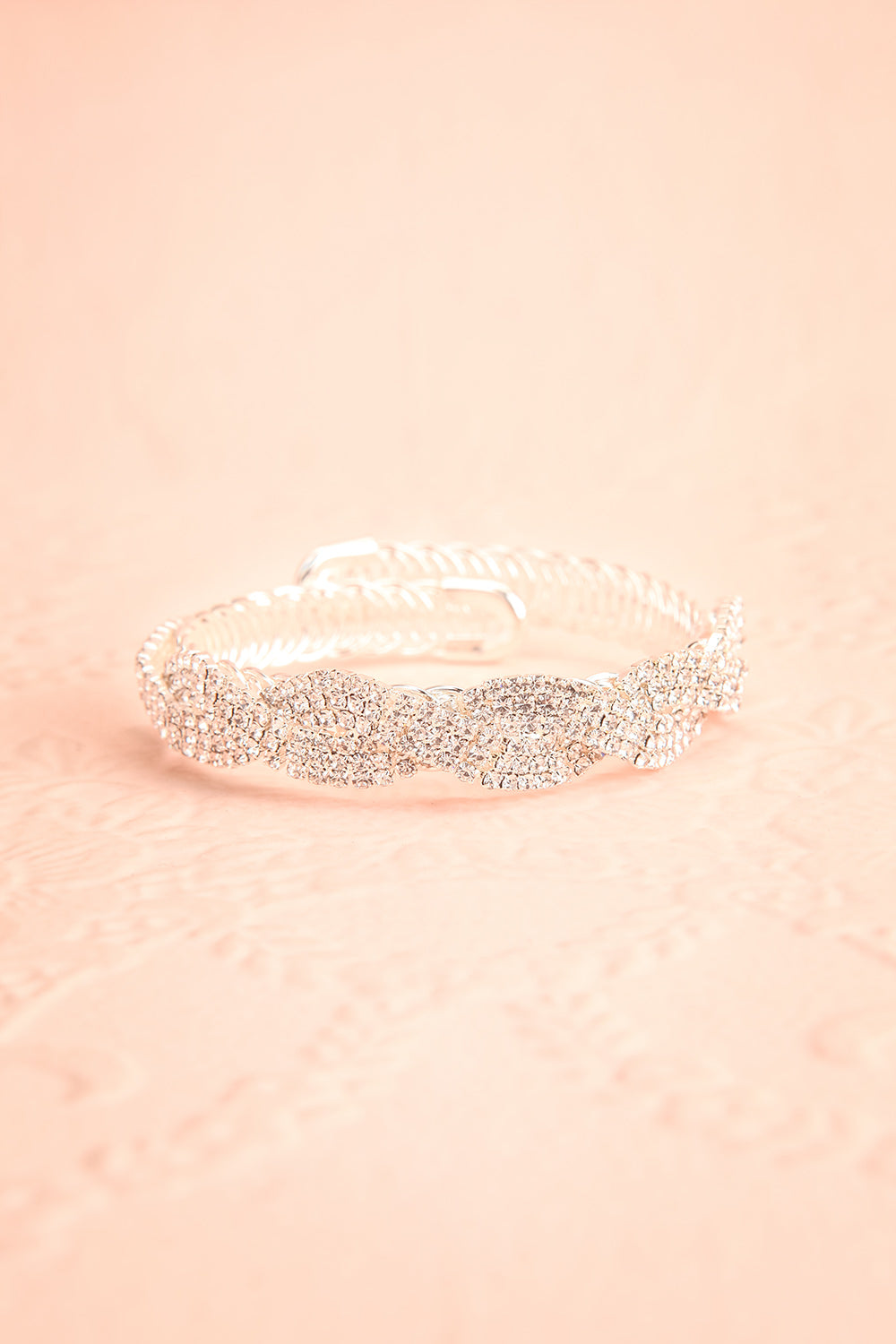Baucis Argent Crystal Studded Silver Bangle Bracelet front view | Boutique 1861