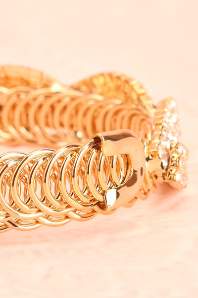 Baucis Or Crystal Studded Gold Bangle Bracelet back close-up | Boutique 1861