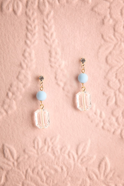 Bayla Blue Bead & Crystal Pendant Earrings | Boutique 1861